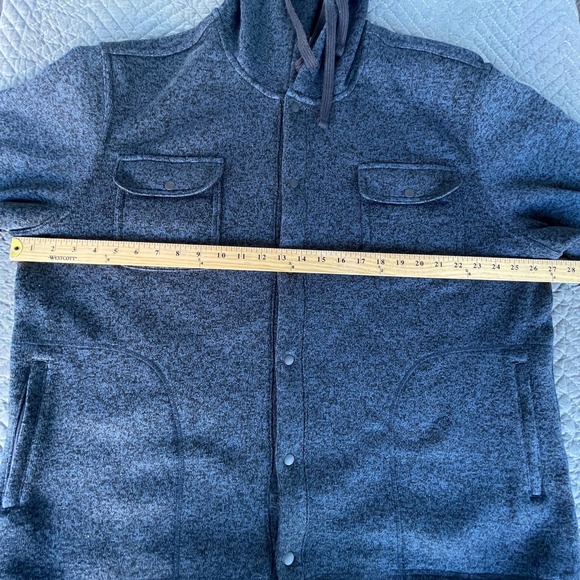 Goodthreads Jacket Mens XXL 2X Blue Hooded Snap Long Sleeve Fleece Lined - Picture 8 of 11